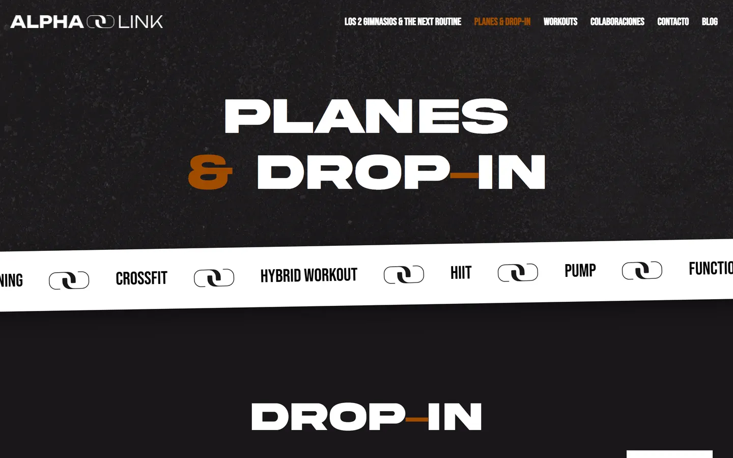 Página de planes y drop-in de Alpha Link