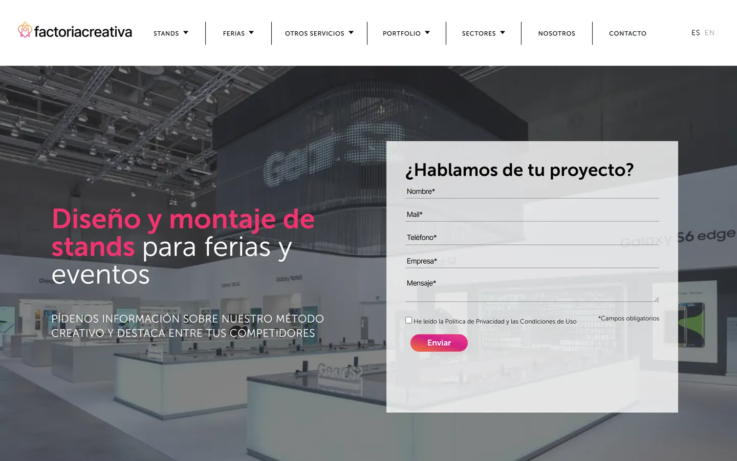 Landing de diseño y montaje de stands para ferias