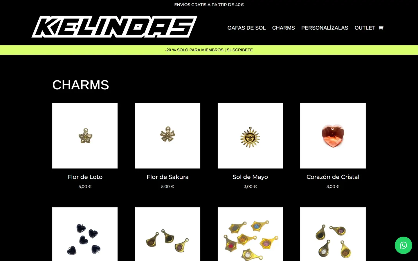 Catálogo de charms personalizables de Kelindas