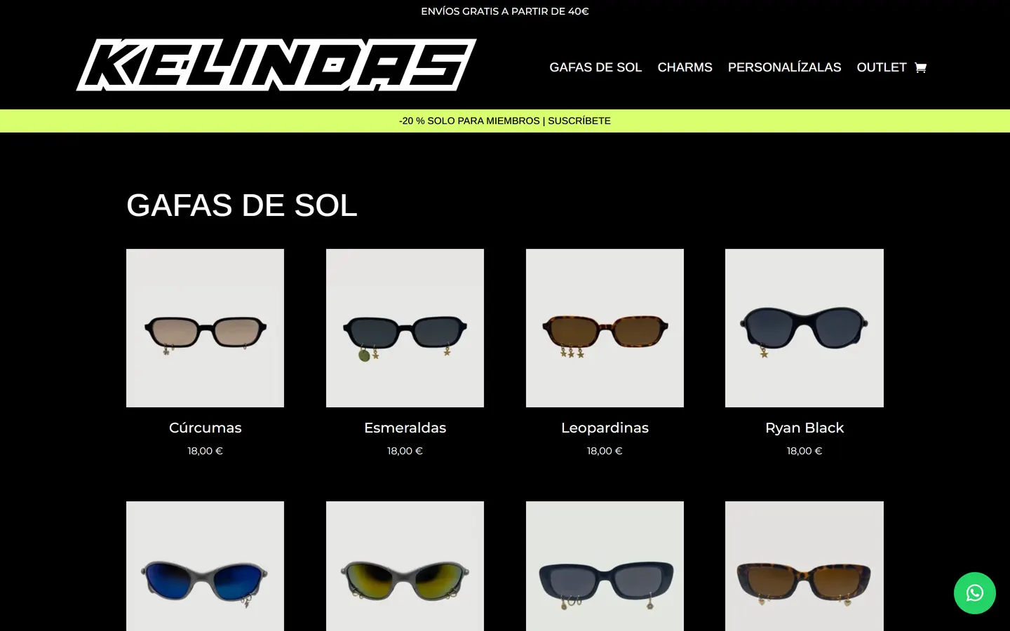 Catálogo de gafas de sol de Kelindas