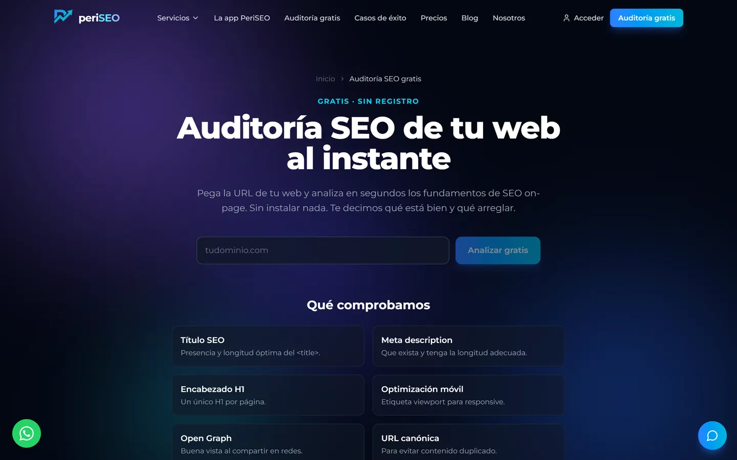 Auditoría SEO gratuita de PeriSEO