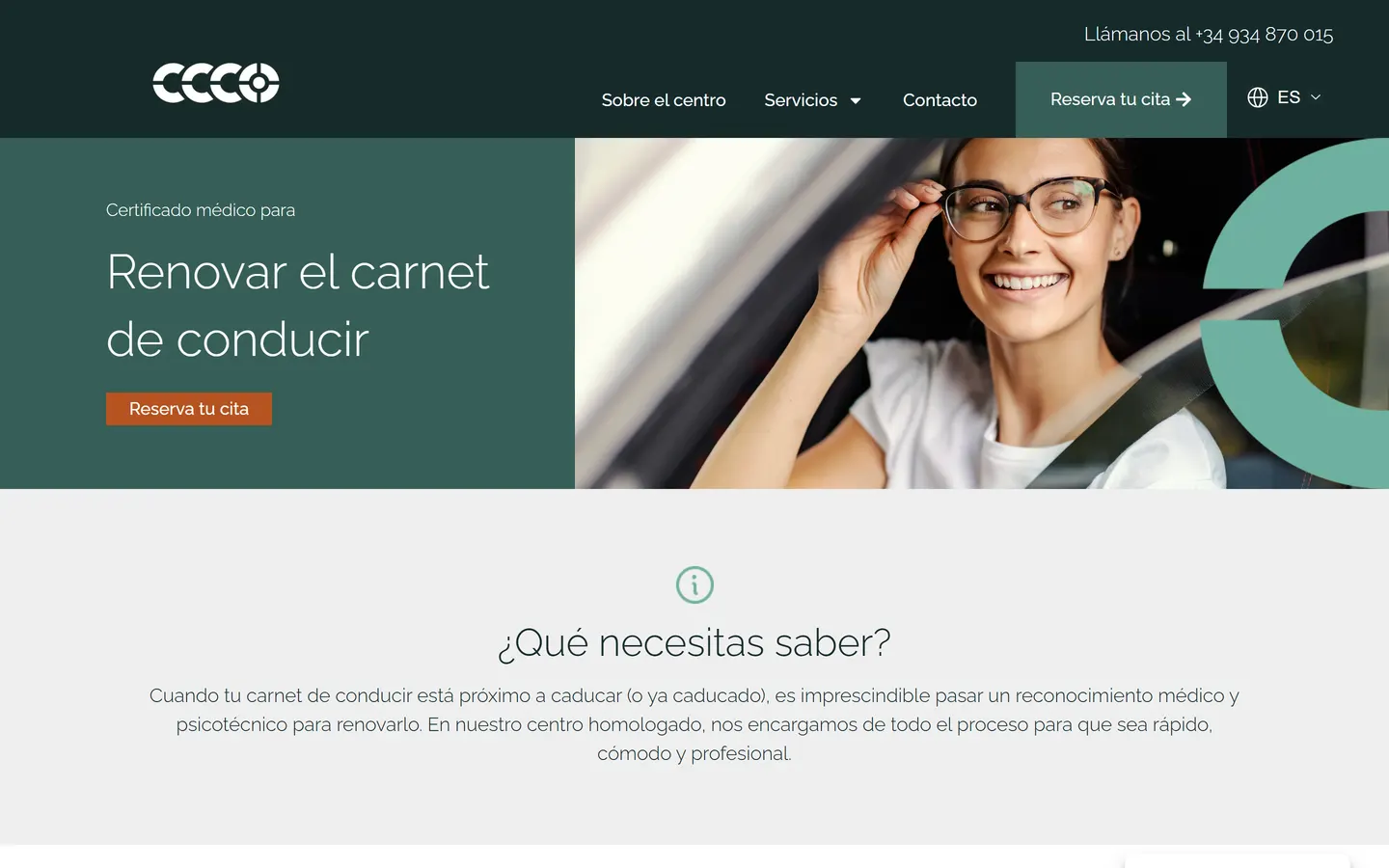 Página de servicio de renovación de carnet de conducir