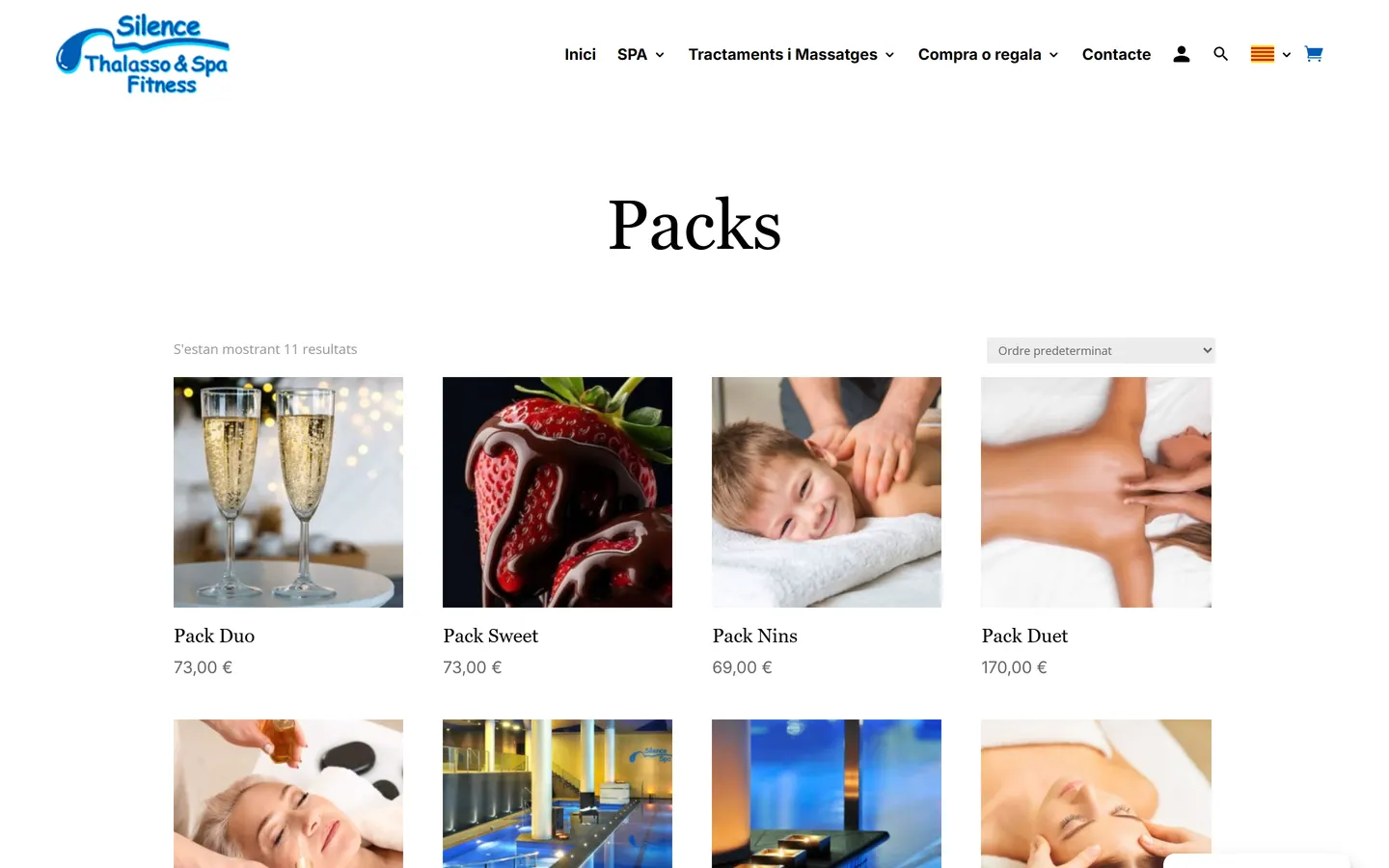 Catálogo de packs del spa Silence