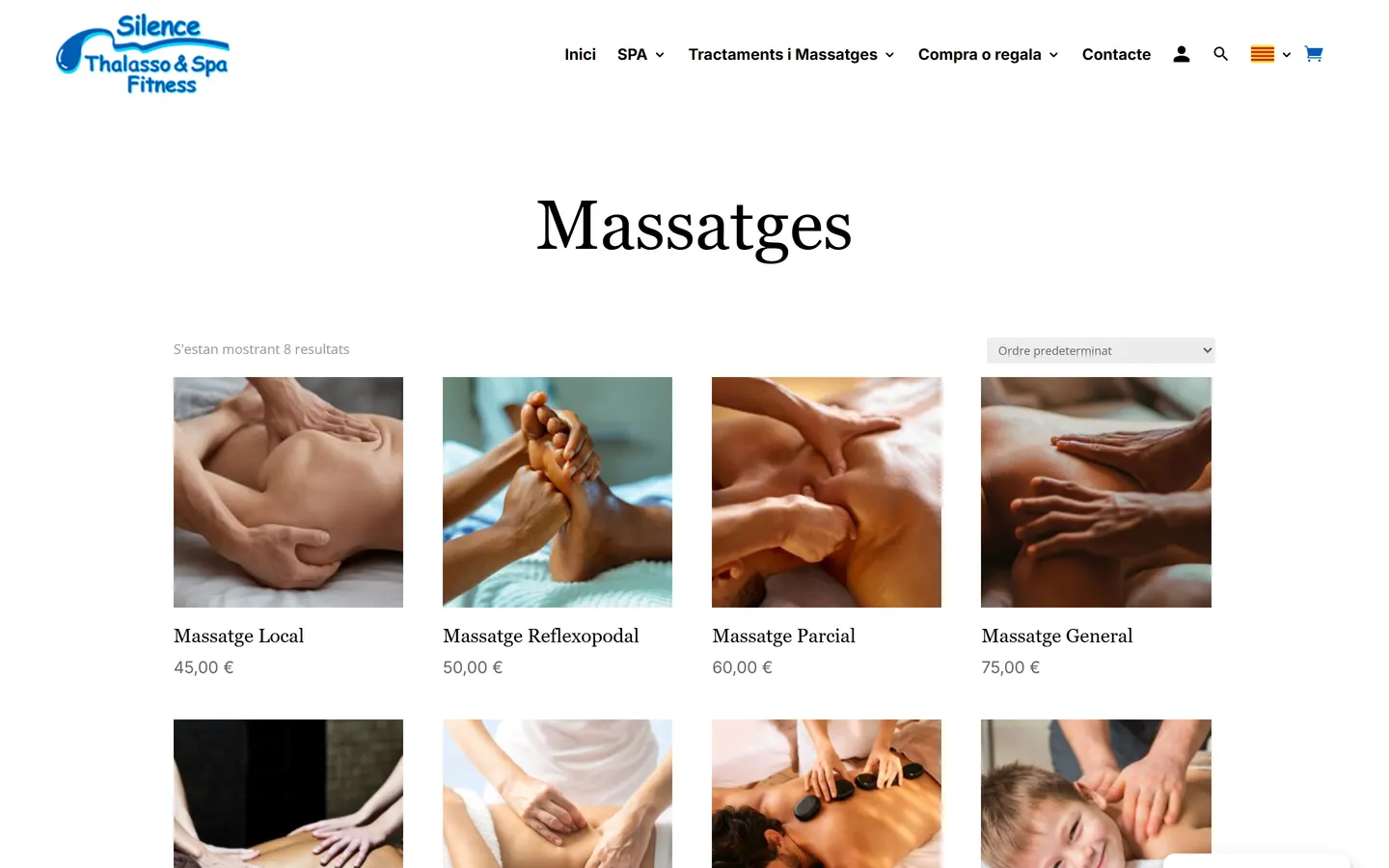 Catálogo de masajes y tratamientos del spa Silence