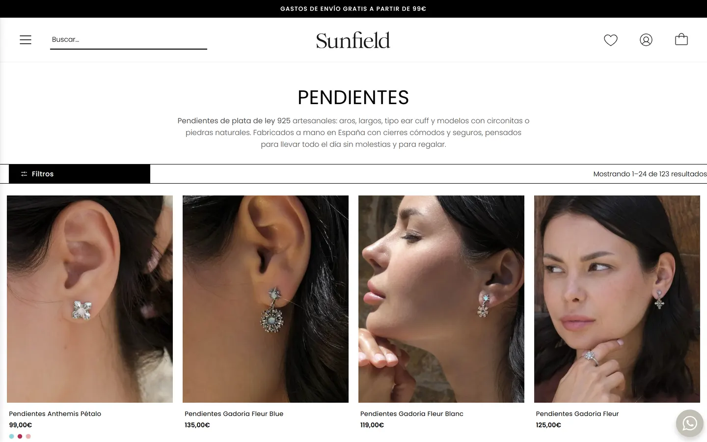 Categoría de pendientes de la tienda Sunfield