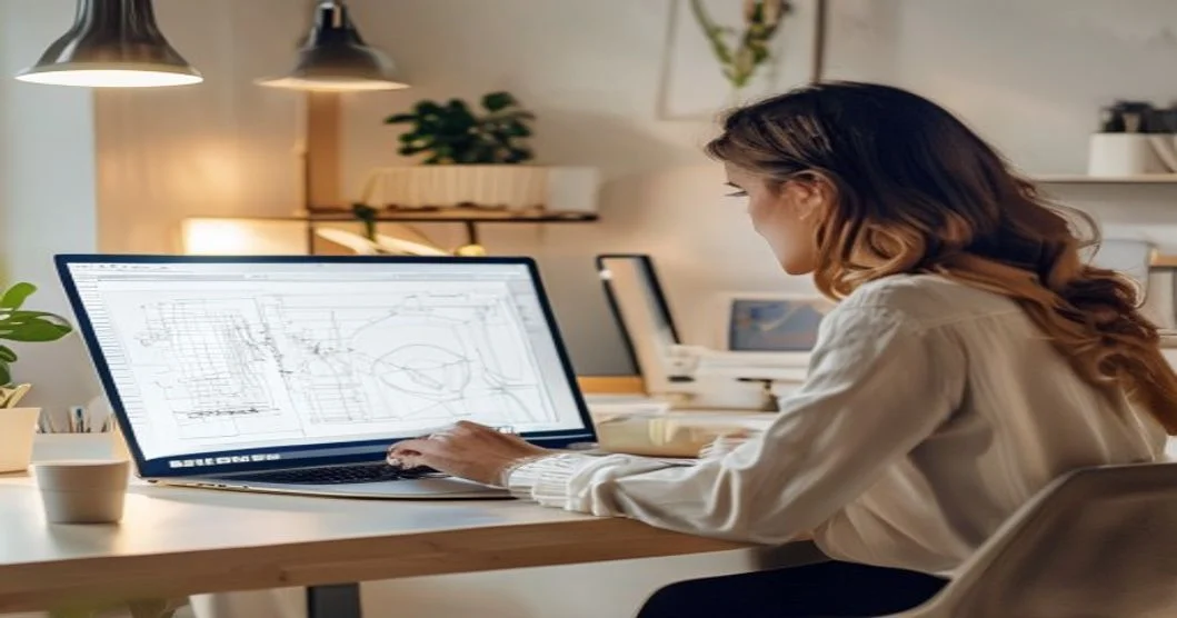 Diseñador web profesional trabajando en el presupuesto de una página web en un entorno de oficina moderno